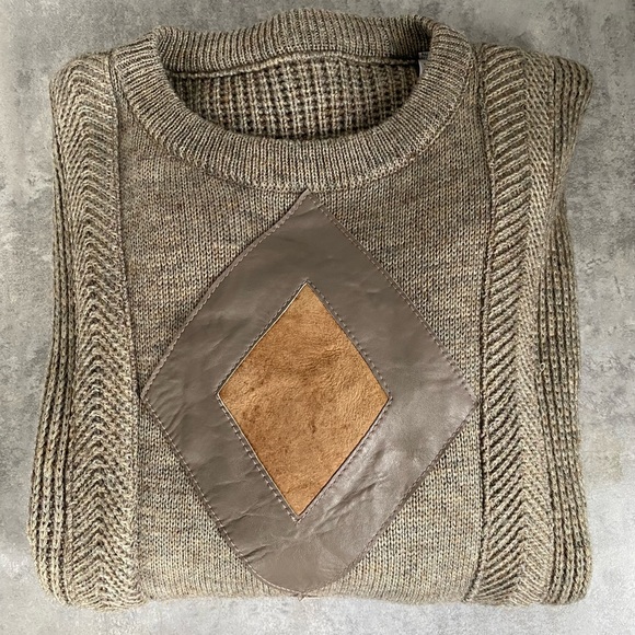 Vintage leather/wool oversized sweater- unisex - Picture 3 of 7